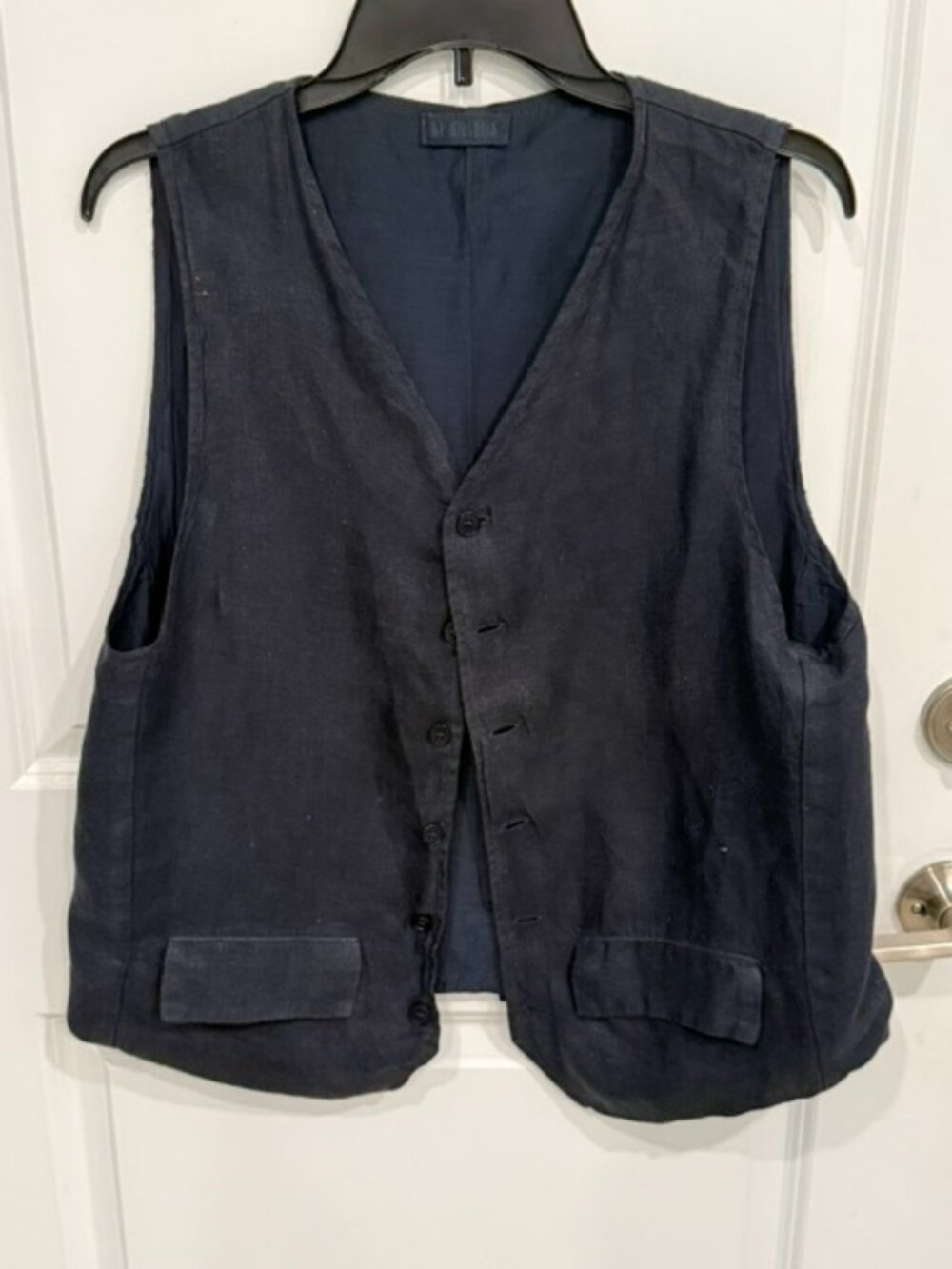 CP SHADES Navy Blue Linen Vest Lagenlook